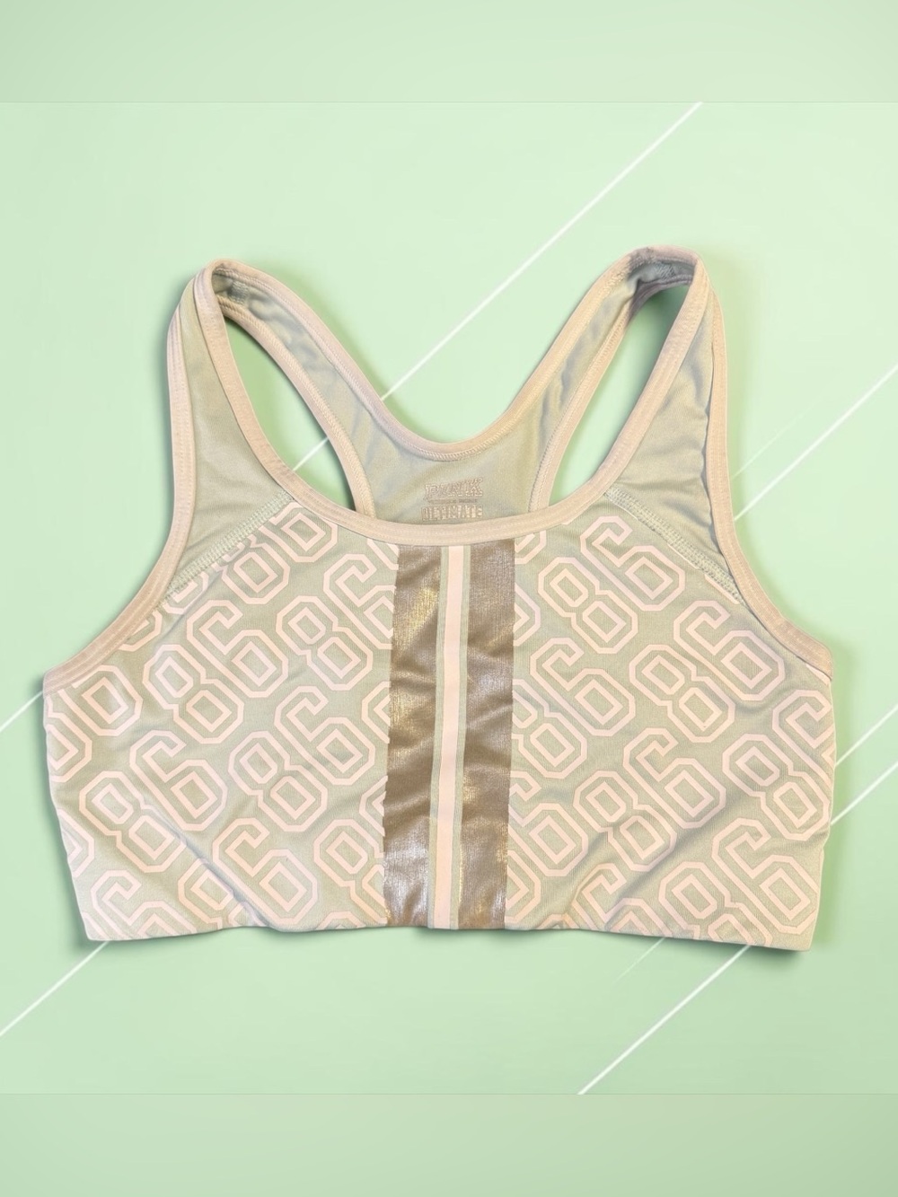 PINK Victoria's Secret Pale Pink Geometric Racerback Sports Bra